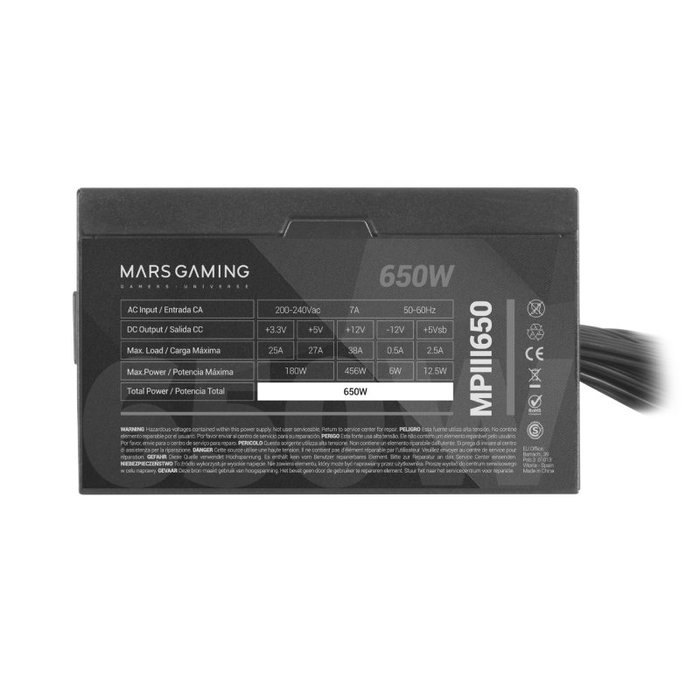 Mars Gaming MPIII650 650W Negro y Rojo